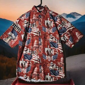 Red Head Presidents Shirt Mens Large Red Patriotic American History Teacher USA